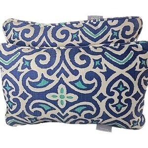 Outdoor Lumbar Pillow Set of 2 Blue & Teal‎ 12" x 19" by Pillow Perfect